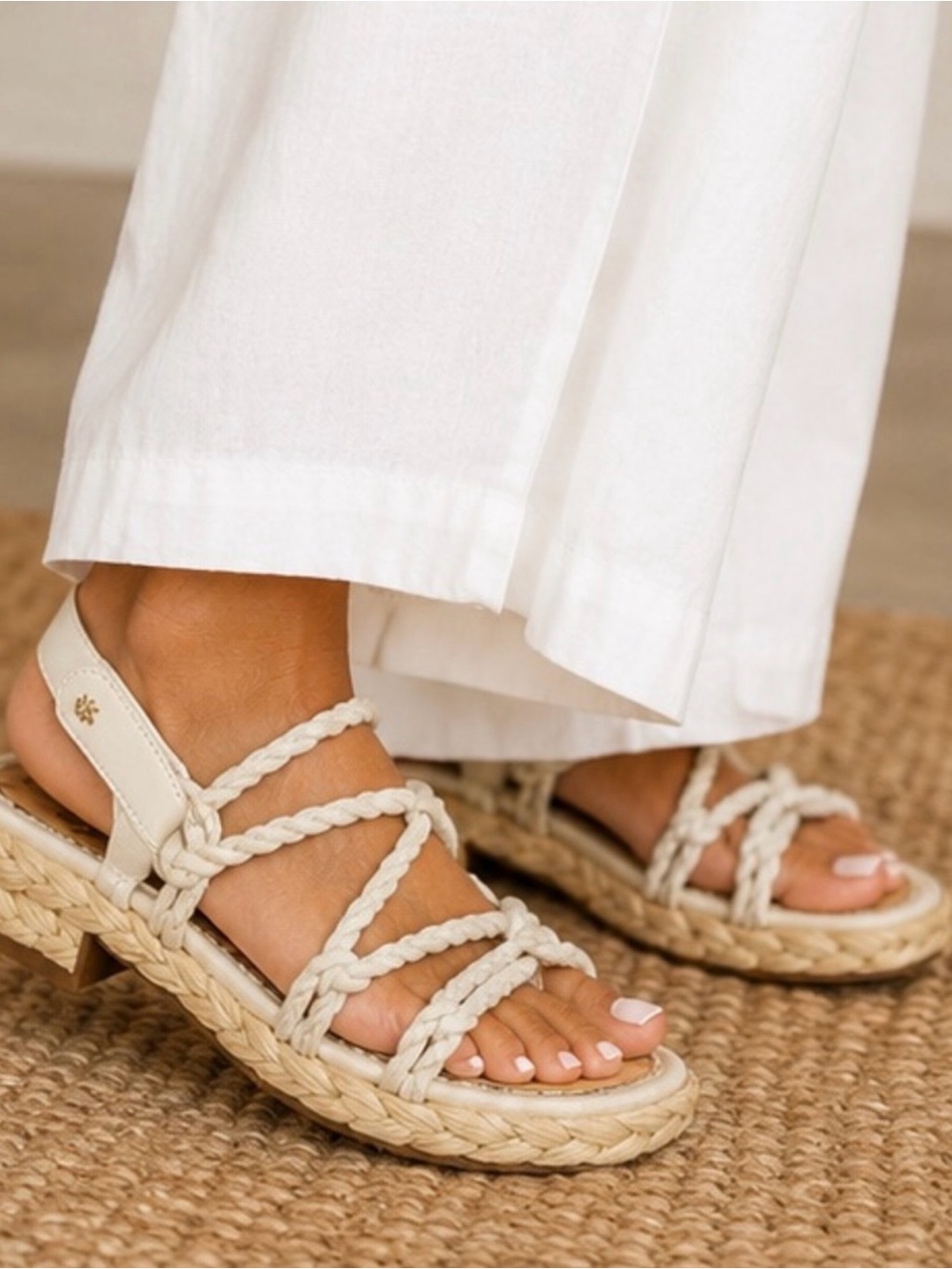 Sam Edelman Cream Braided Rope Espadrille Sandals size 9.5